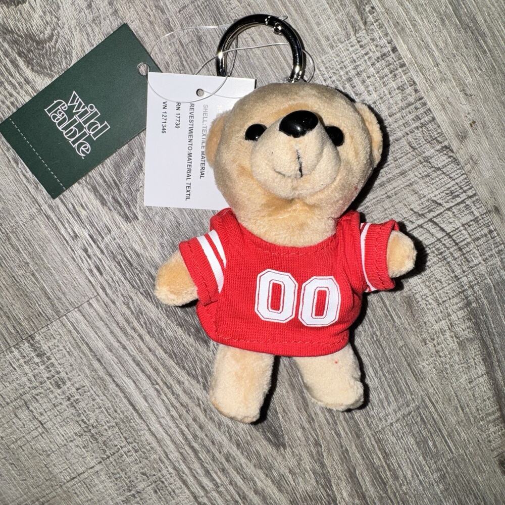 Wild Fable Target Teddy Bear Plush Keychain Bag Charm Red Jersey 00 NWT